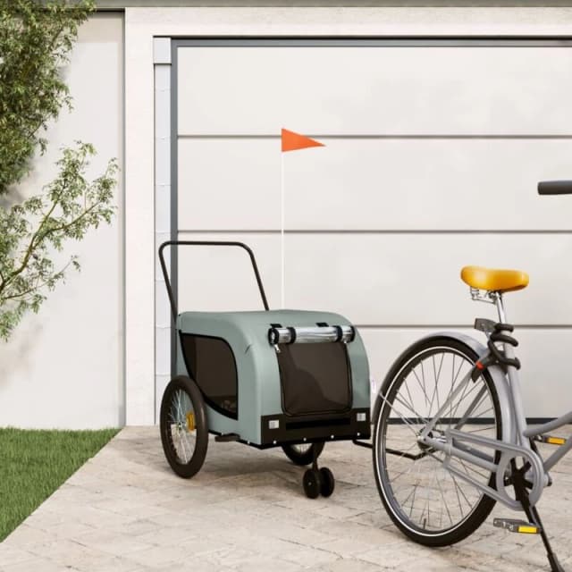 vidaXL Pet Bike Trailer Grey and Black Oxford Fabric and Iron, Black 94028