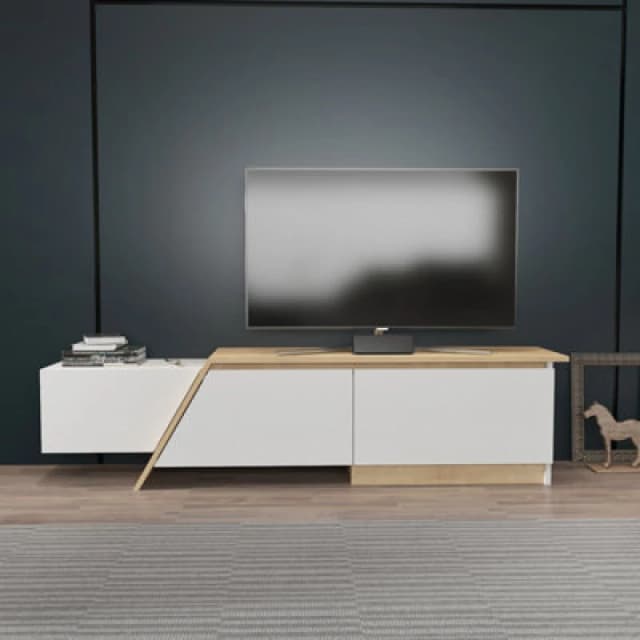 Decorotika Zonas TV Stand TV Unit For Tvs Up To 55" White And Sapphire Oak