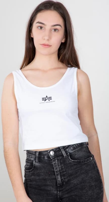 Alpha Industries Basic Crop SL Ladies Tank Top, white, Size XS for Women