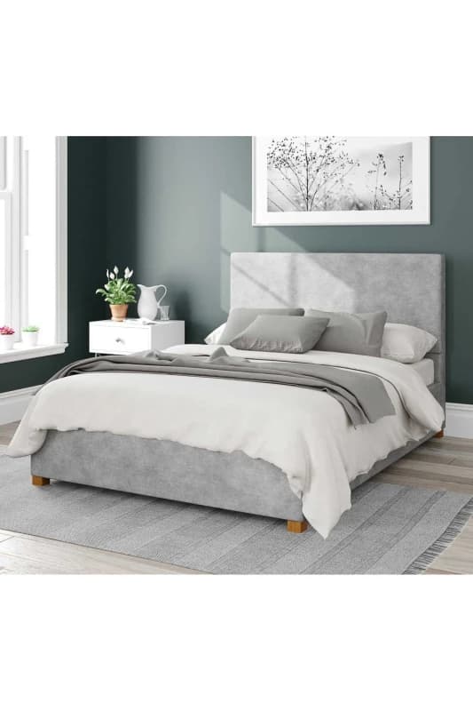 Aspire Aspire Garland Upholstered Ottoman Storage Bed, Kimiyo Linen Fabric in Silver Size: Single Silver Single Unisex 5057632179296