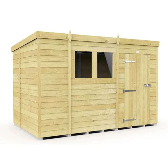 Buttercup Farm 10 x 6 Feet Pent Shed - Single Door W/ Windows - L178 x W302 x H201cm in Brown Brown Unisex