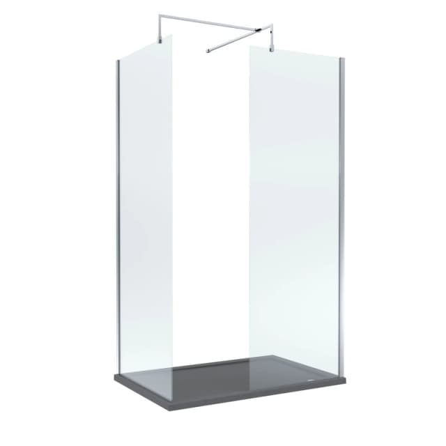 Balterley 8mm Glass Wetroom Screens Chrome and Slate Grey Tray 1200 x 900mm Grey