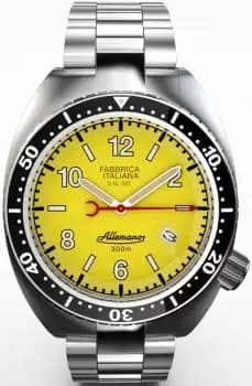 Allemano Watch 1973 Diver Shark Yellow + Depth Gauge