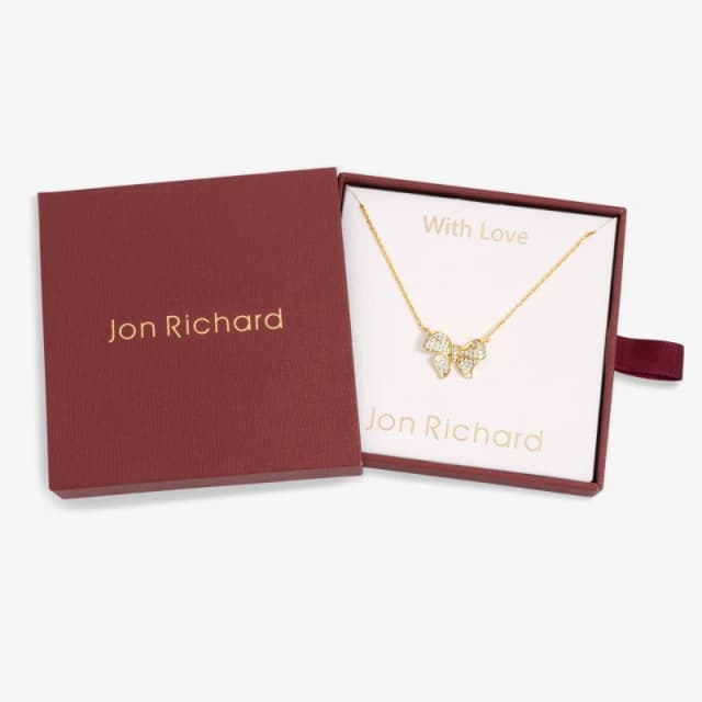 Jon Richard 18K Gold Plate Bow Pendant - Gift Box Gold female One Size