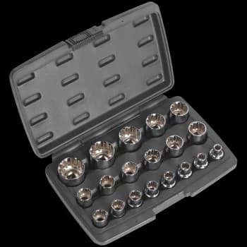 Sealey 19 Piece 1/2" Drive Total Drive Bi Hexagon Socket Set Metric 1/2"