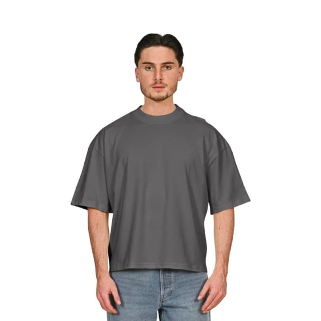 Casual Classics Mens Combed Ringspun Cotton Boxy Oversized T-Shirt in Charcoal Size: XS Charcoal Male XS