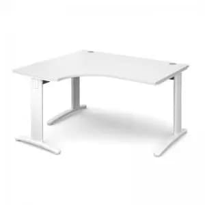 TR10 deluxe left hand ergonomic desk 1400mm - white frame and white
