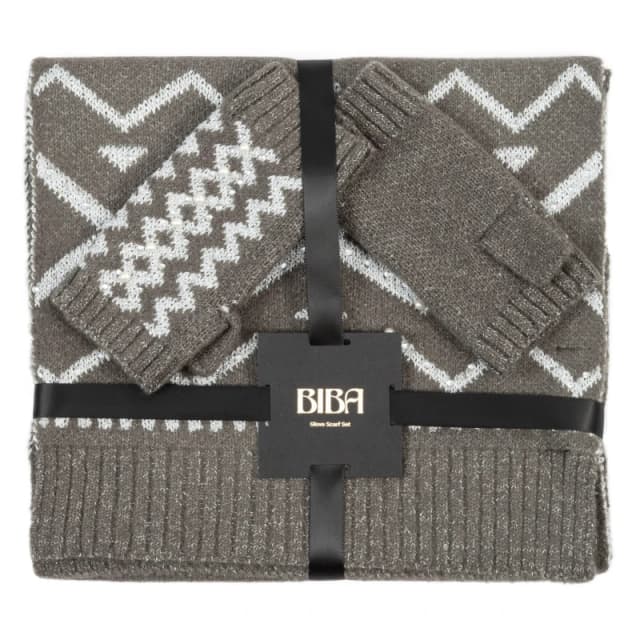 Biba Biba Glove & Scarf Set - Grey Grey One Size