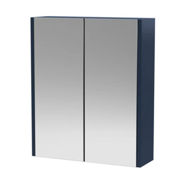 Hudson Reed Juno Wall Mounted Mirror Cabinet, Vertical 50/50 Dual Soft Close Door Mirror Unit With Hinges In Indigo Blue, 600mm