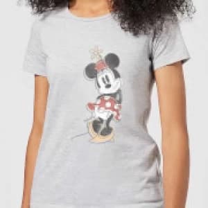 Disney Mickey Mouse Minnie Offset Womens T-Shirt - Grey - 3XL