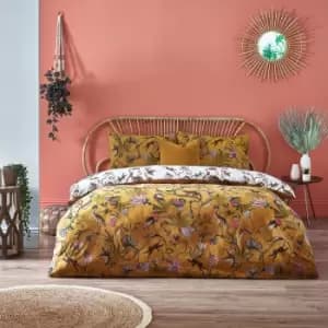 Furn. Wildings Ochre Duvet Cover and Pillowcase Set Yellow/Pink/White