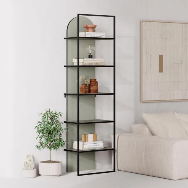 FWStyle FWStyle 5 Tier Modern Arched Ash Green Bookcase Shelving Unit Green One Size Unisex 8683628022467