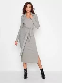 Long Tall Sally Grey Belted Knitted Dress, Grey, Size 12, Women