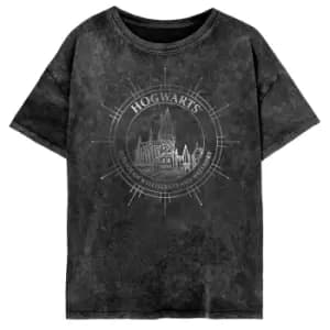 Harry Potter Womens/Ladies Hogwarts Constellation Acid Wash T-Shirt (L) (Black)