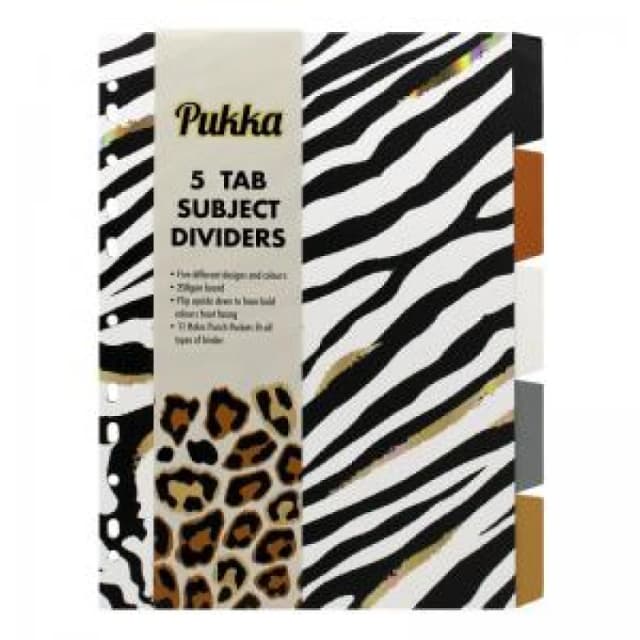 Pukka Pad Wild Divider 5-Part 250gsm A4 Assorted 9531-WLD