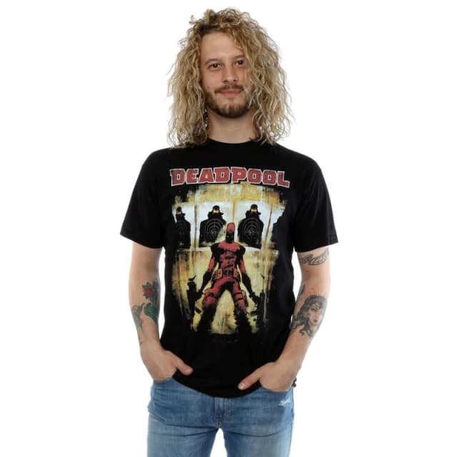 Marvel Marvel Men Deadpool Target Practice T-Shirt in Black Size: Small Black S Male 5060475286014