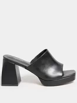 Yours Yours Wide Fit Chunky Platform Mule Black, Size 4E, Women