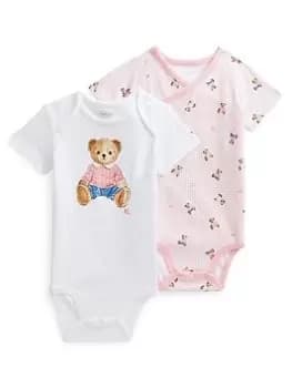 Ralph Lauren Baby Girls 2Pk Bodysuits Gift Box - Pink, Size 3 Months