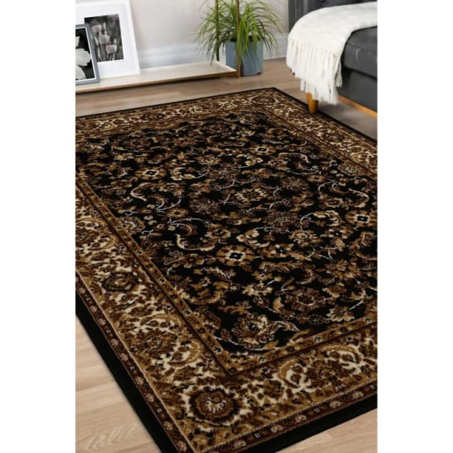 Homemaker Maestro Traditional Border Woven Rug Black 160X230 WB14102
