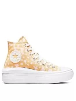 Converse Chuck Taylor All Star Move Floral Platform Canvas Hi - Yellow/White, Yellow/White, Size 3, Women