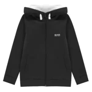 Boss Logo Zip Hoodie - Black
