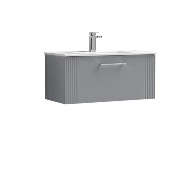 Balterley 1 Drawer Wall Hung Vanity Unit with Minimalist Basin Grey 800mm Grey