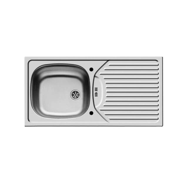 Balterley Contemporary Stainless Steel Kitchen Sink with Drainer, 860 x 435mm in Metallic Silver Metallic Silver Unisex