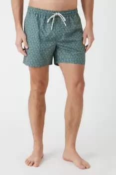 Green Leaf Print Swim Short