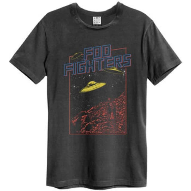 Amplified Amplified Men Flying Saucers Foo Fighters T-Shirt in Charcoal Size: X-Small Charcoal XS Male 5063238414426
