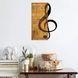 Treble Clef Walnut Black Decorative Wooden Wall Accessory