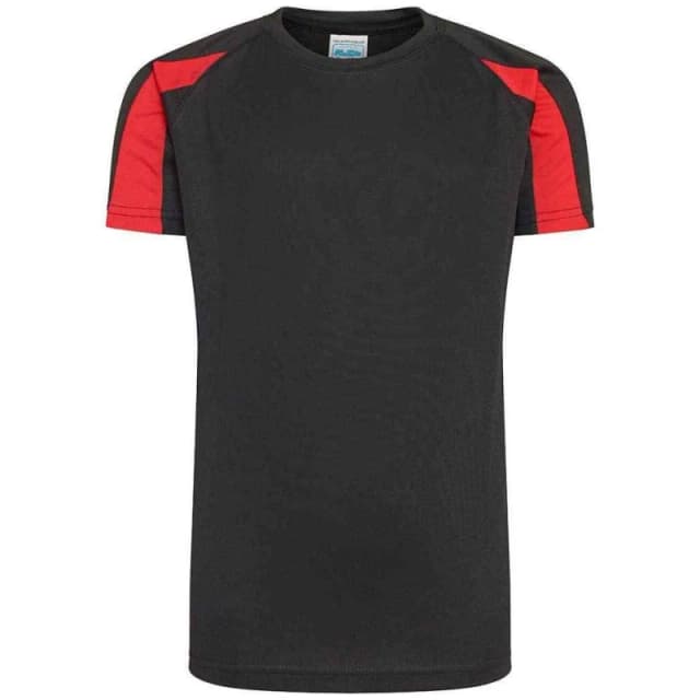 AWDis Cool Contrast Moisture Wicking T-Shirt in Jet Black Size: 12-13 Years Jet Black Unisex 12-13 Years