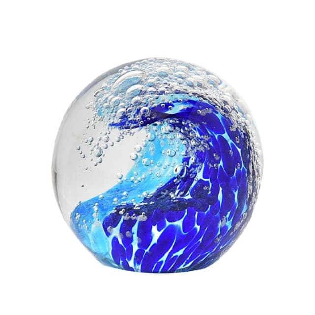 Objets d'Art Glass Ornament - Ocean Wave Paperweight Multi