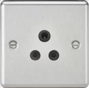 KnightsBridge 5A Unswitched Socket - Rounded Edge Brushed Chrome Finish with Black Insert