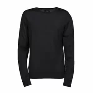 Tee Jays Mens Knitted Crew Neck Sweater (2XL) (Black)
