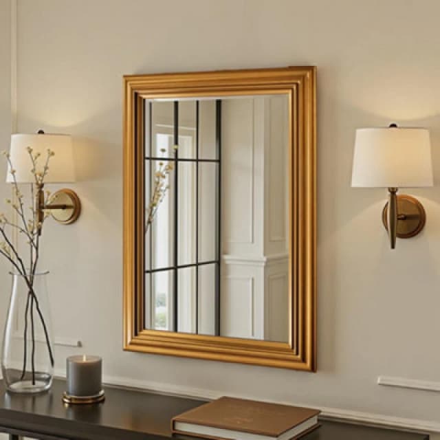 Yearn Mirrors Contemporary Gold Framed Bevelled Mirror Gold Unisex