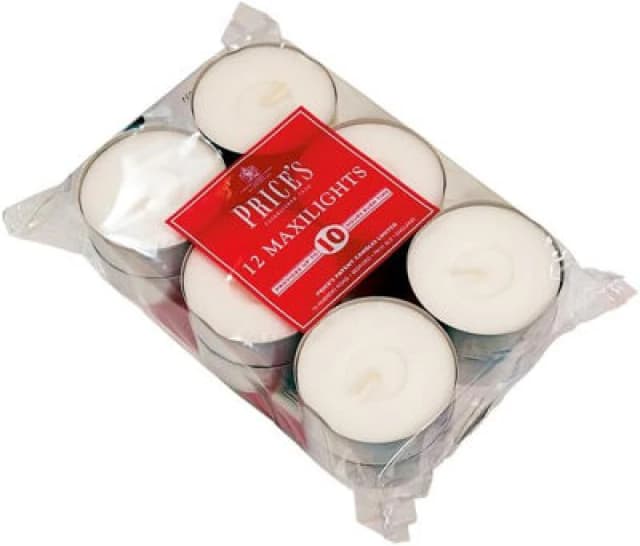 Price's Candles 10 Hour Maxi Tealights, 12 Per Pack