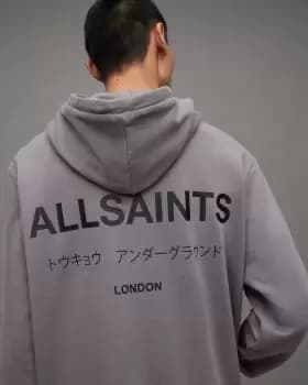 AllSaints Underground Logo Print Pullover Hoodie