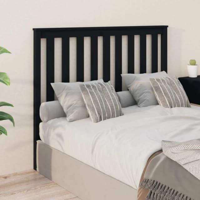 Vidaxl Bed Headboard Black 146X6X101cm Solid Wood Pine, Black 818524