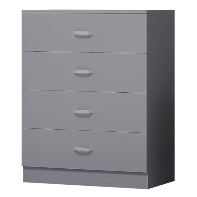 FWStyle FWStyle Grey 4 Drawer Chest Of Drawers Metal Handles Scratch Resistant Grey One Size Unisex 5056413127792