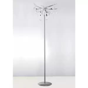 Diyas - Cygnet floor lamp 6 bulbs polished chrome / frosted white / crystal
