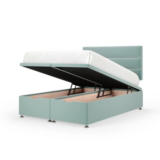 Bedmaster Bedmaster Plush Velvet Ottoman Divan Base And Lined Headboard in Duck Egg Blue Size: Super King Duck Egg Blue Super King Unisex 7867870492