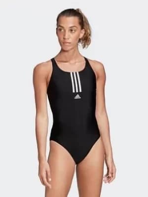 adidas Sh3.ro Mid 3-stripes Swimsuit, Blue/White, Size 30, Women