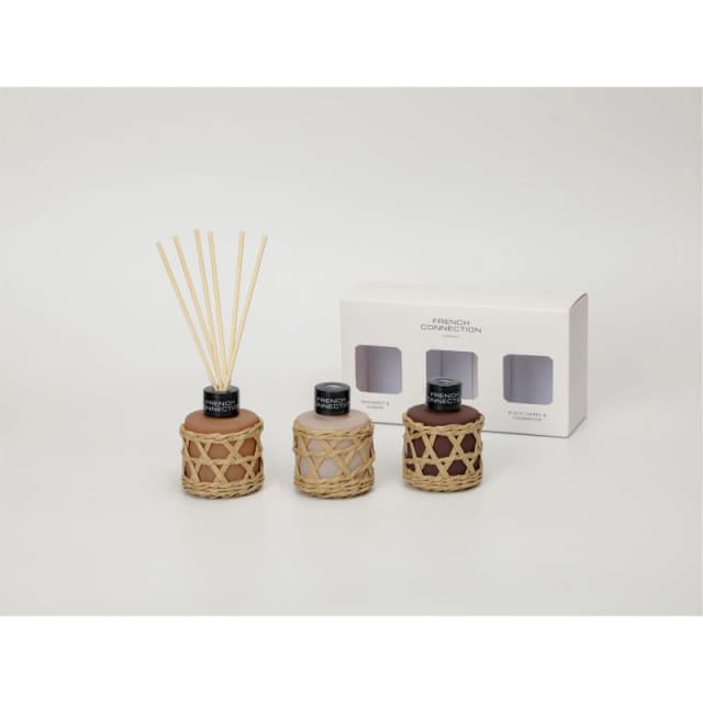 French Connection French Connection Trio of Reed Diffuser Gift Set 3x50ML Woven Rattan Detail Size: 3 Pack Multi 3 Pack Unisex 5056791600061