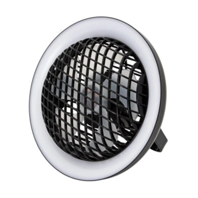 Happy Homewares Black Rechargeable 3 Speed Desk Fan With LED Dimmable Ring Light