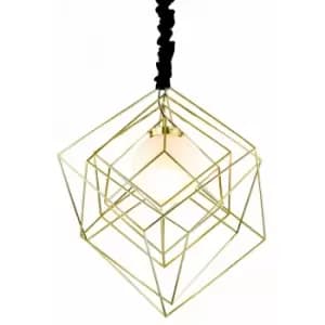 Contemporary Wire Frame Pendant Ceiling 1 Light Brass