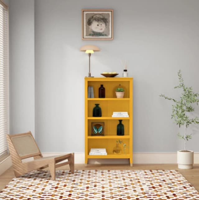 Cabinet Bits Palazzi 4 Tier Bookcase H127 W69 D25cm in Mustard Mustard Unisex