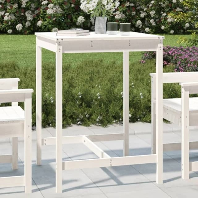 JINLEFU Garden Table White 82.5x82.5x110cm Solid Wood Pine vidaXL JRVDZX-824082_DE