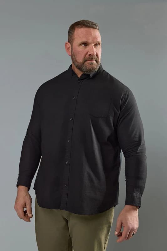 BadRhino BadRhino Men Premium Long Sleeve Oxford Cotton Shirt in Black Size: 4X-Large Black 4XL Male 5063111265640