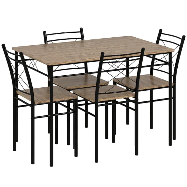 HOMCOM 5 Piece Dining Table and Chairs Set - Space Saving - Oak TJ Hughes 5063603067219