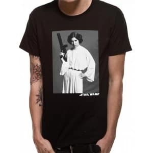 Star Wars - Leia Classic Portrait Mens Large T-Shirt - Black